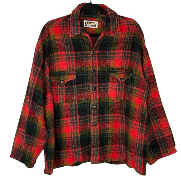 Vintage Men’s 70s Ak-Jac Woolster Shacket Jacket Plaid Canada Size XL - Picture 1 of 5
